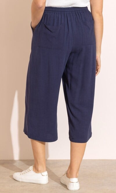 Wide Leg Linen Blend Cropped Trousers