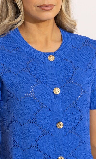 Short Sleeve Heart Knitted Cardigan