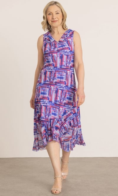 Anna Rose Printed Cowl Neck Dress
