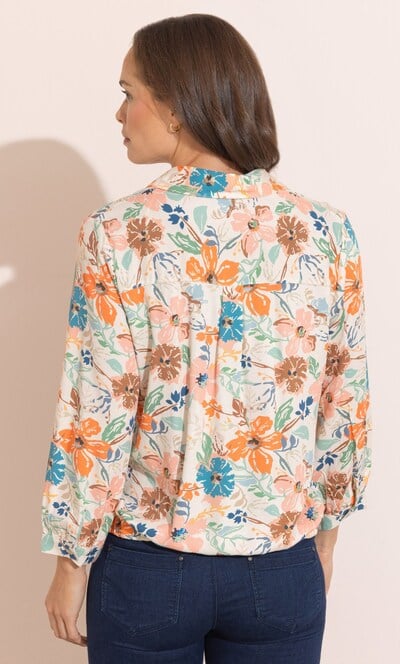 Tie Front Floral Print Top