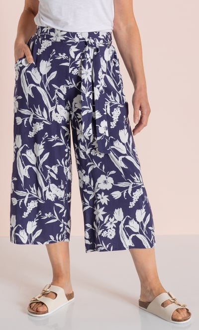 Anna Rose Printed Wide Leg Cropped Trousers