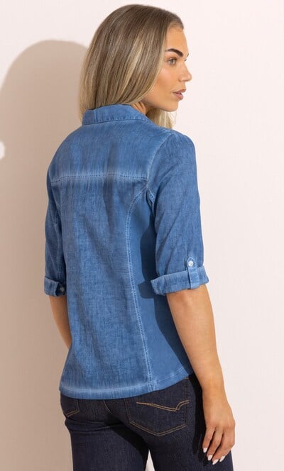 Embroidered Washed Cotton Fitted Shirt
