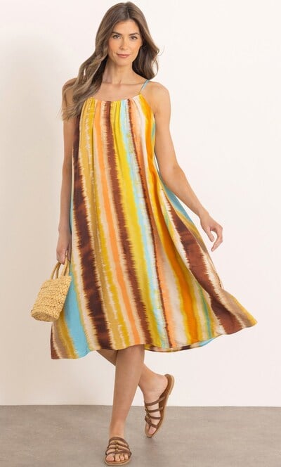 Strappy Striped Midi Dress