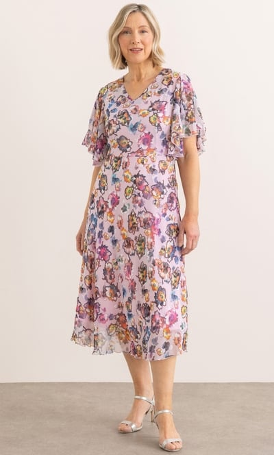 Anna Rose Textured Floral Print Dress