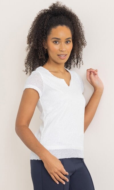 Short Sleeve Sequin Mesh Top