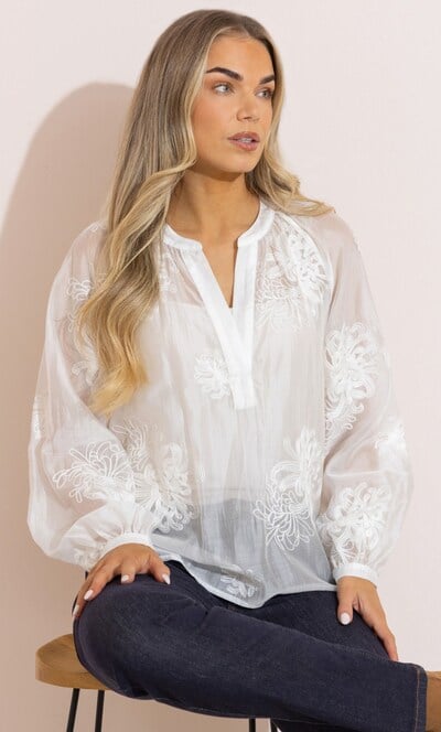 Embroidered Long Sleeve Top