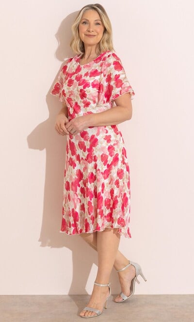 Anna Rose Floral Cape Sleeve Dress