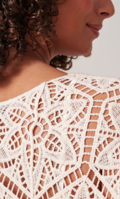 Floral Crochet Short Sleeve Top