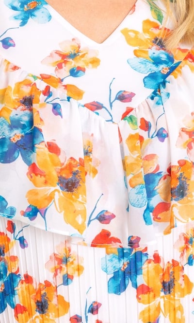 Floral Print Pleated Dress