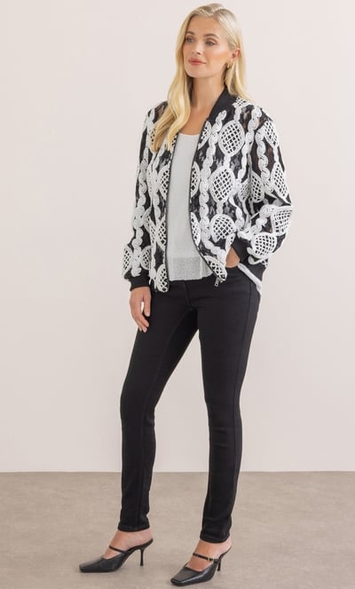 Embroidered Lace Bomber Jacket