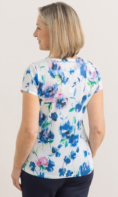 Anna Rose Printed Lace And Jersey Top