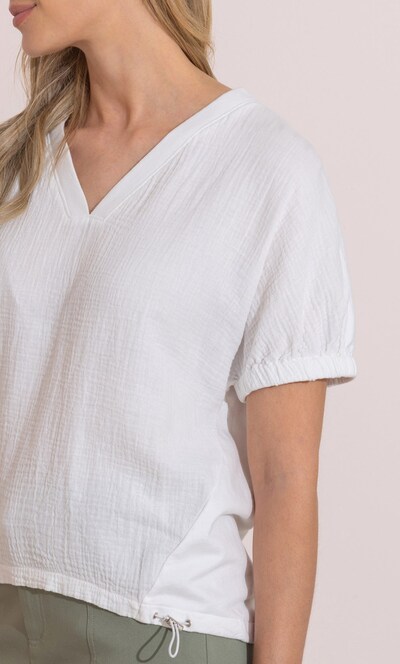 Short Sleeve Textured Cotton Top
