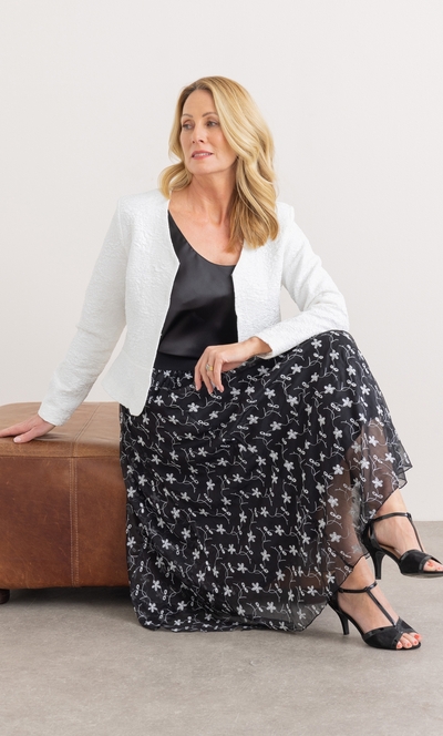 Anna Rose Embroidered Midi Skirt