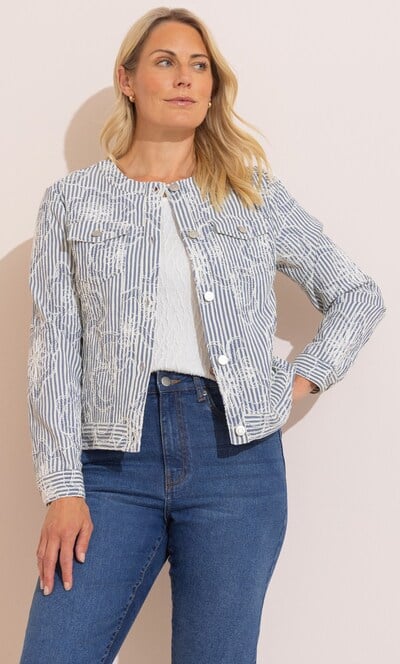 Anna Rose Embroidered Stripe Jacket