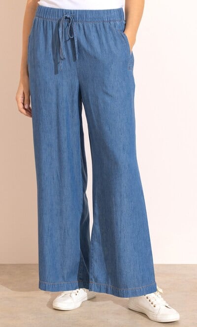 Wide Leg Pull On Trousers