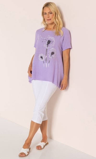 Dandelion Printed Short Sleeve Cotton Top