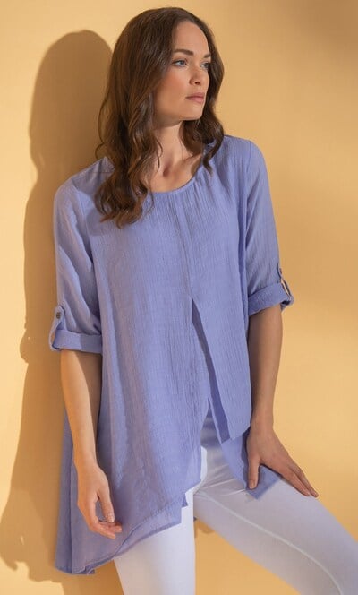 Layered Crinkle Tunic Top