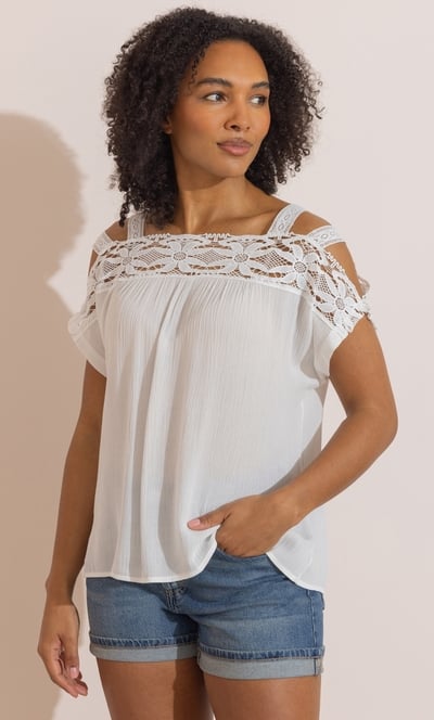 Lace Trim Short Sleeve Top