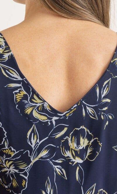 Bias Cut Floral Print Ruffle Midi Dress