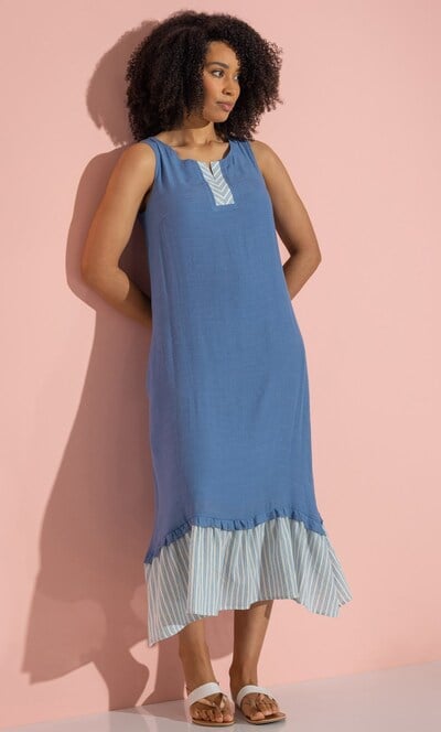 Sleeveless Stripe Trim Midaxi Dress