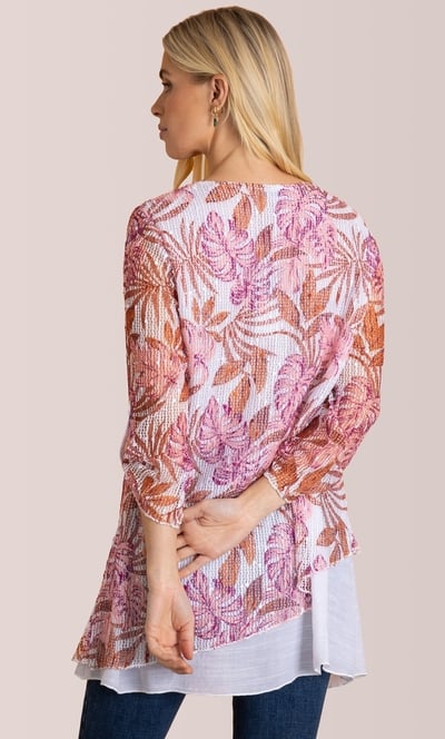 Layered Leaf Print Tunic Top