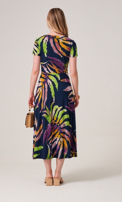 Printed Short Sleeve Midi Dress