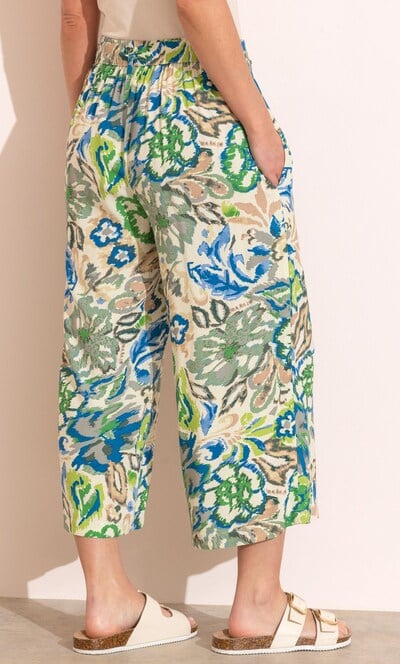 Floral Printed Wide Leg Cropped Trousers