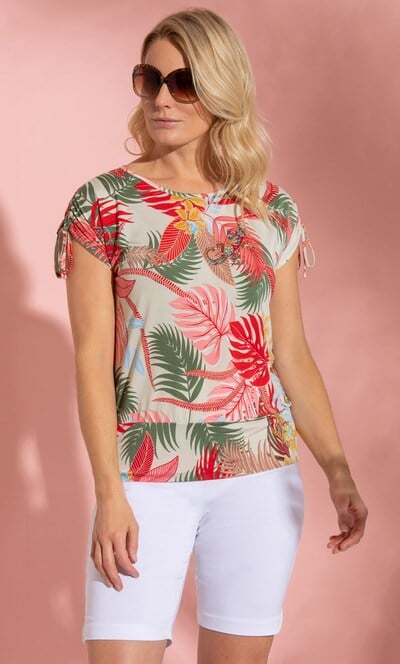 Tropical Printed Short Sleeve Top