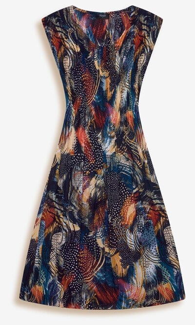 Pleated Abstract Print Dress