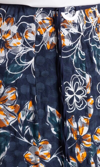 Anna Rose Panelled Floral Print Mesh Midi Skirt