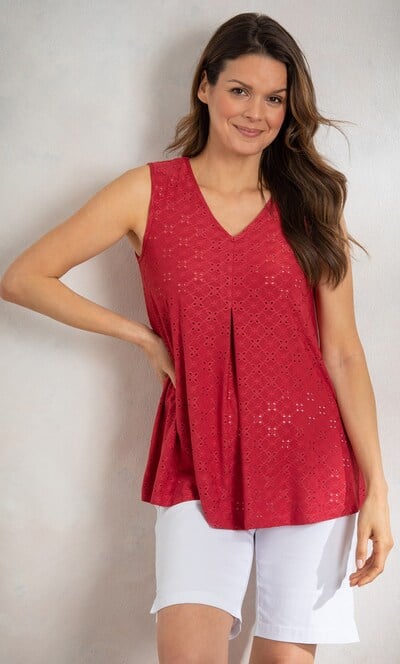 Eyelet Cut Sleeveless Top