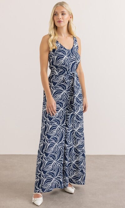 Sleeveless Printed Wide Leg Jumpsuit
