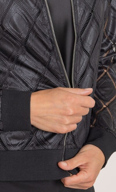 Diamond Pattern Bomber Jacket