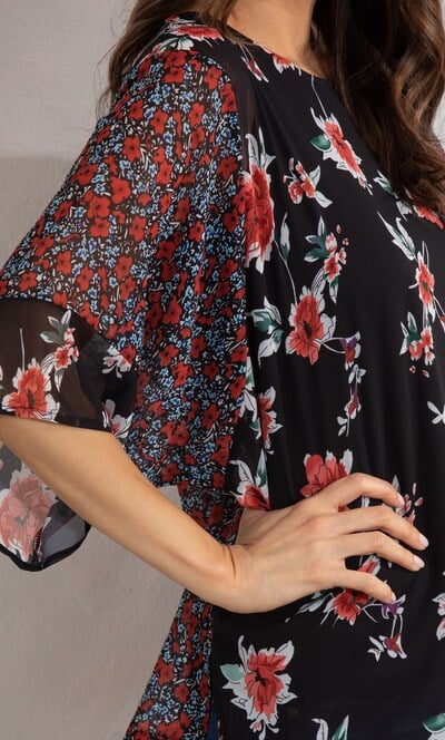 Panelled Mixed Floral Print Top