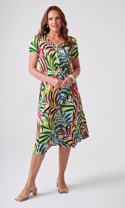 Anna Rose Leaf Printed Jersey Midi Dress