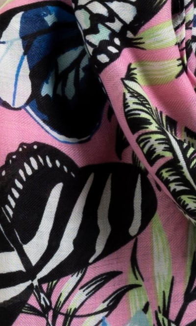 Butterfly And Floral Print Scarf