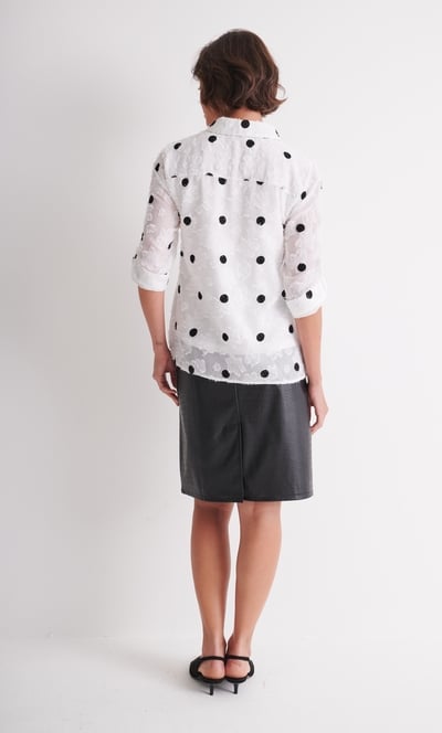 Embroidered Polka Dot Blouse