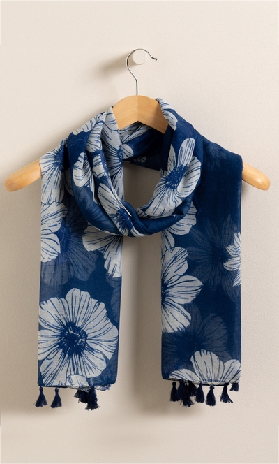 Floral Print Tassel Scarf