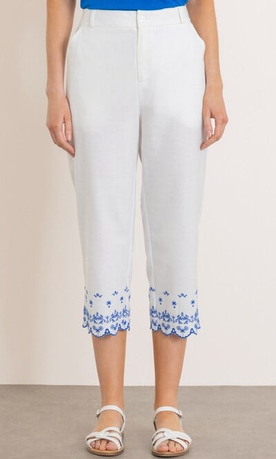 Embroidered Cropped Trousers