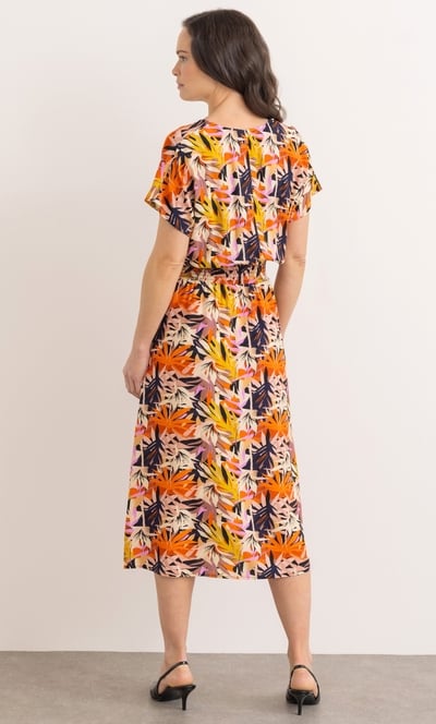Printed Smocked Waist Midi Dress