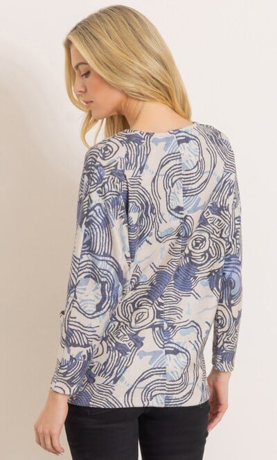 Printed Batwing Knitted Top