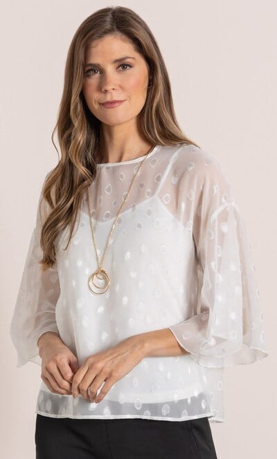 Bell Sleeve Top With Necklace