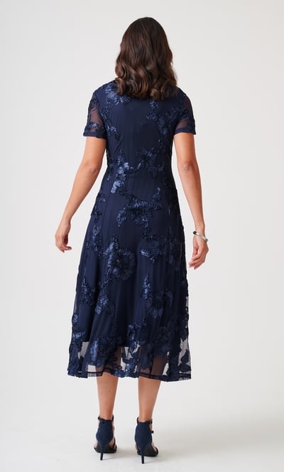Anna Rose Cornelli Mesh Fit & Flare Midi Dress