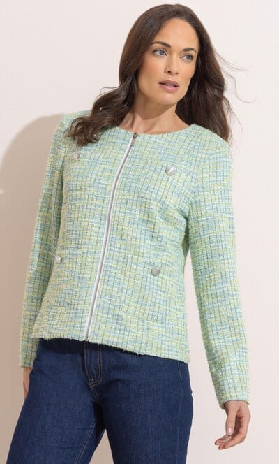 Textured Knitted Zip Up Jacket