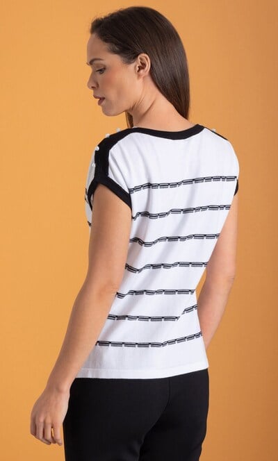 Stripe Knitted Short Sleeve Top