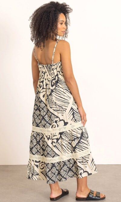 Printed Strappy Cotton Midaxi Dress