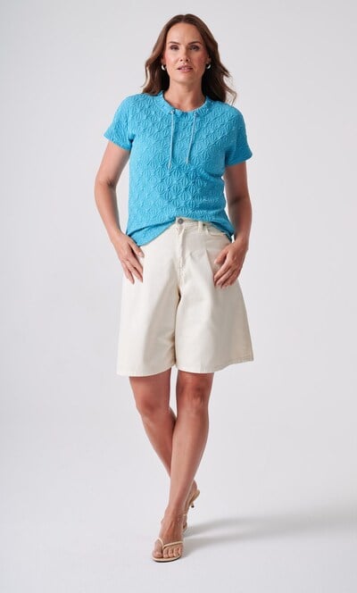 Anna Rose Textured Tie Neck Top