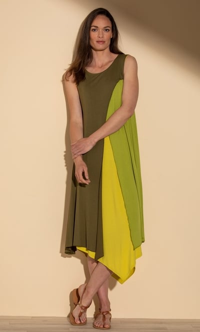 Sleeveless Layered Dip Hem Jersey Midi Dress