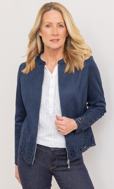 Anna Rose Laser Cut Suedette Jacket