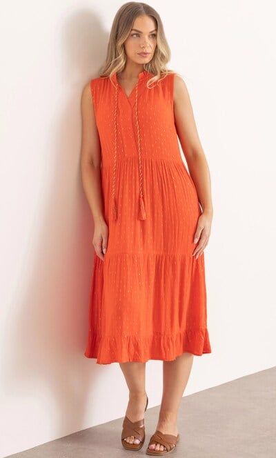 Sleeveless Crinkle Metallic Midi Dress